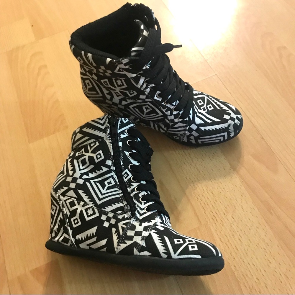 Aztec Print Sneaker Wedges